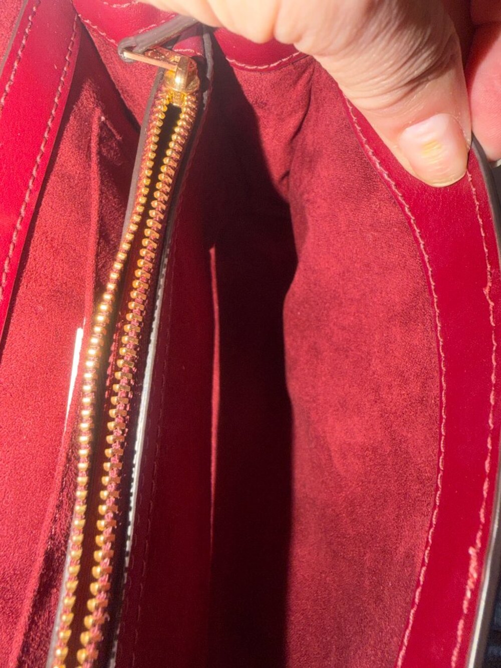 Coach Tilly Satchel 23 in Red/Chalk Striped Crossgrain - Picture 5 of 9